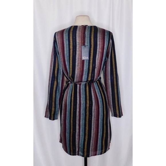 NWT!! RAILS Lola Varadero Stripe Wrap Dress Tie Waist Metallic Mini Medium - Picture 10 of 16